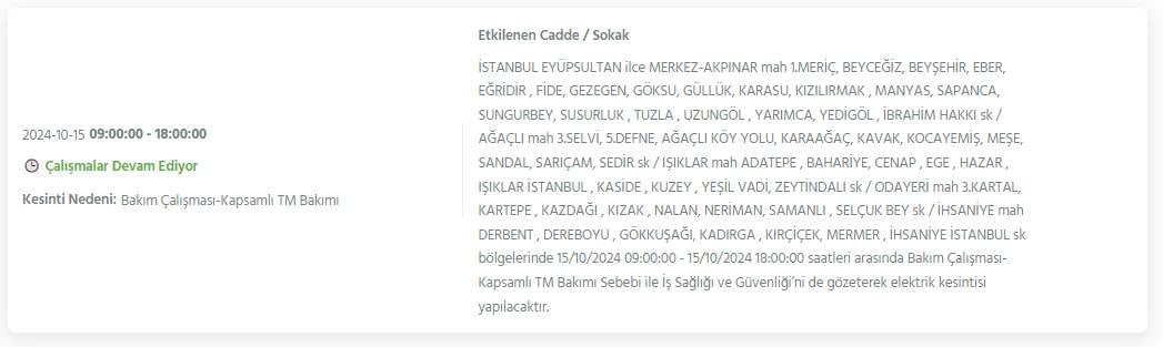 Gece yarısından itibaren İstanbul'un 22 ilçesinde 8 saati bulacak elektrik kesintisi 13